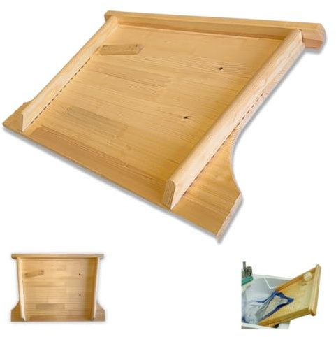 Asse da lavare in legno, lavatoio a mano per panni, Asse Per Lavare La Biancheria per lavandini da 51cm a 72 cm (Grande 42x4x65/72cm)