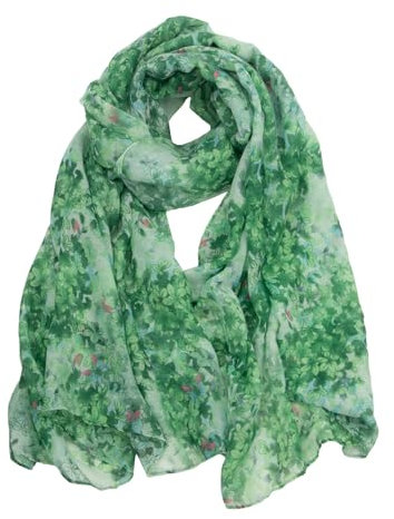 RIIQIICHY Echarpes et Foulards Femme Grande Écharpe Légère élégante Imprimée Vert Écharpes Femmes pour Le Printemps et l'été Motif de Feuilles