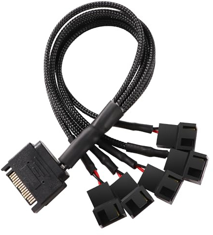 KUOQIY Cavi di Alimentazione SATA a Ventola, SATA 15 Pin a 5 x 3 Pin/4 Pin Cavo Adattatore Ventola di Raffreddamento Convertitore, SATA a Fan Splitter Cavo Adattatore