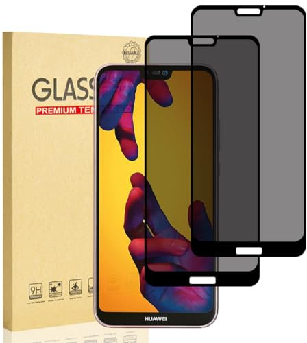 Hejkaoe Lot de 2 films de protection d'écran pour Huawei P20 Lite - Film en verre trempé anti-espion - Dureté 9H - Anti-rayures - Installation facile - Couverture complète 3D - Anti-éclats - Sans