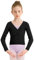 Eisnnu Kinder Mädchen Tanzpullover V-Ausschnitt Ballett Bolero Ballett Top Girl Strickpullover Langarm 3-11 Jahre (DE/NL/SE/PL, Numerisch, 150, Regular, Schwarz)