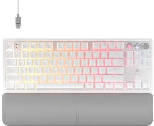 Corsair K70 Pro TKL RGB Clavier de Jeu Magnétique Mécanique Filaire - Lubrifié avec Commutateurs Réglables MGX Hyperdrive, SOCD et Rapid Trigger, ABS Double-Shot, 8000Hz, QWERTY NA - Blanc