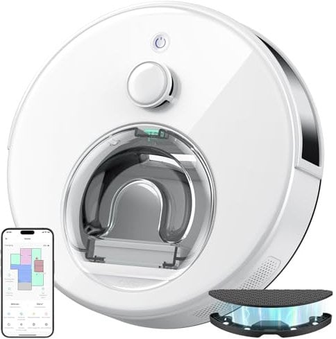 OKP L6 Robot Aspirador con función cartográfica, 3 en 1, navegación láser dToF, 6000Pa, evitación de obstáculos PSD, Limpieza Personalizada, WiFi/Alexa/App, para alfombras y pelos de Animales