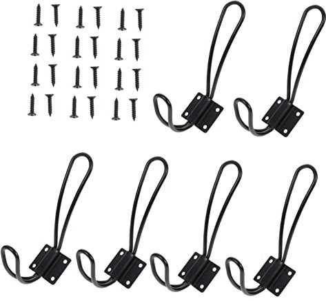 ANDRESLAD 6 Juegos gancho de ropa ganchos para ropa con tornillos perchas de alambre percheros pared percheros de pared ganchos de ropa antigua gancho de hierro retro planchar Black