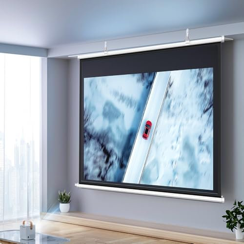 YCBTPS 4K HD Projektionswand 30Zoll 40Zoll 50Zoll Projektionsleinwand 60Zoll 72Zoll Beamer Leinwand Manuell Ausziehbare, Deckenmontage(16:9/40inch)