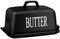 JSHKY Butter Dish for a Whole 500g UK Butter Block (Also Fits Two 250g Blocks), Large Porcelain Butter Storage for Counter, Ceramic Butter Container, Color- Black.