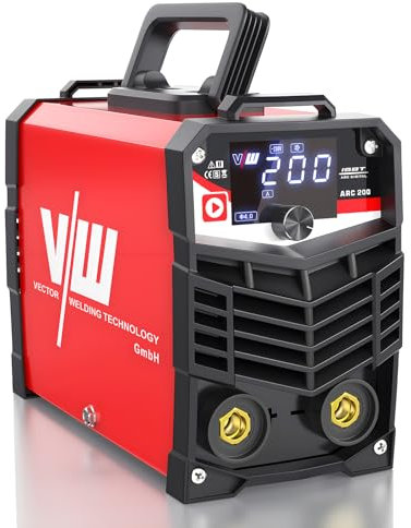 200A Saldatrice a Elettrodi, ARC/MMA Inverter Saldatrice, Saldatrice Portatile con IGBT e Controllo Dell'arco per Principianti e Professionisti, ARC 200 con Hot Start-VECTOR WELDING
