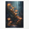 xbsifyiooa Verzauberte Waldlandschaft auf Leinwand, Fantasie-Pilz-Poster, dunkle Gothic-Hölzer, Wanddekoration, mystischer Walddruck, Gemälde, Feen-Blumenbild für Schlafzimmer, Wand, 30,5 x 40,6 cm,