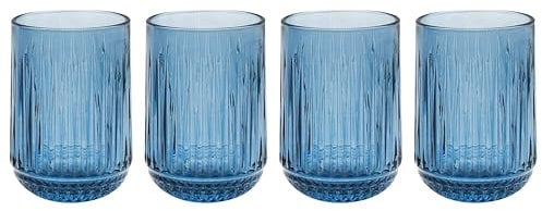 Lesser & Pavey Elements Blue Tumbler Glass Set of 4 for Home, Kitchen, Restaurant & Parties | Lovely Tumbler Glass Set of 4 for Drinks | Beautiful Gift for Women, Men, Wedding & Christmas