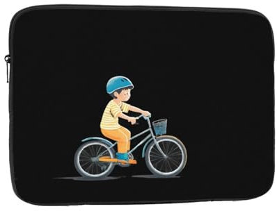 RRKDOY Little boy Learning to Bike Stampato Antiurto Portatile Laptop Sleeve Bag 15 pollice per Uomini Donne Viaggi di Affari, Ufficio Uso quotidiano