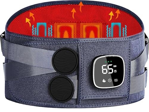 Wärmegürtel Rücken, 152 cm Heizgürtel mit Massagemoden und Wärmestufen, Heizkissen Kabellos mit 5000mAh Akku, Rückenwärmer Massagegürtel Abschaltautomatik zur Linderung von Rücken und Lendenschmerzen