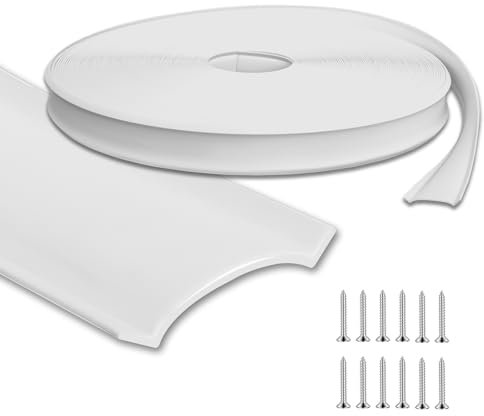 7/8 100FT RV Vinyl Trim Insert with Screws - Durable White Vinyl Molding for RV, Camper, Travel Trailer Exterior Screw Cover, Easy Install, Weather-Resistant Replacement Trim