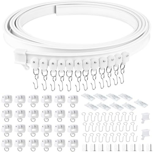 3M Flexible Biegbare Gardinenschiene mit Stummen Rollen, Decken Deckenmontage Vorhangschiene, Gebogene Deckenschiene, Vorhangschienensystem für Fenster, Vorhänge, Duschvorhang, Krankenhaus, Raumteiler