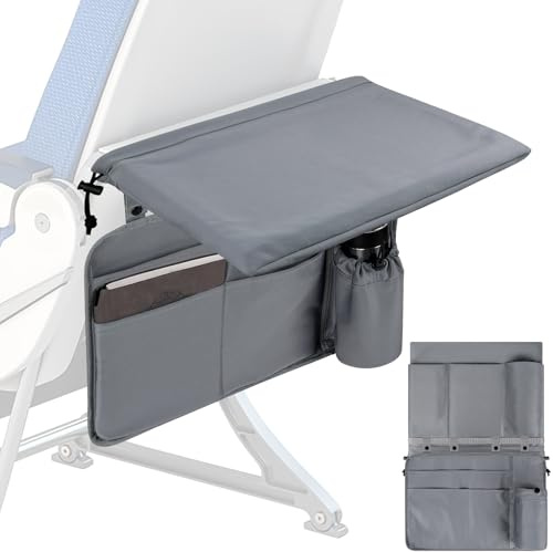 TOCCOOL Airplane Tray Table Cover with Under Desk Attachment Set, Travel Accessories for Seat Back Organize & Item Storage, Washable Airplane Accessories with Water Bottle Holder (Grey)