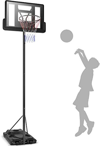 COSTWAY Basketballkorb mit Ständer Outdoor, Basketballständer 180-305 cm höhenverstellbar mit 2 Rädern, Korbanlage, Basketballanlage für Kinder, Erwachsene