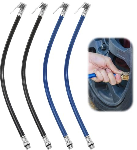 GFUEIGJ 4 Stück Reifenfüller Schlauch 37cm Reifenfüllschlauch Ventilverlängerung Autoventil Reifenfüllschlauch Universal Autoventil Verlaengerung Adapter Fahrradventil Druckluft Reifenfüller