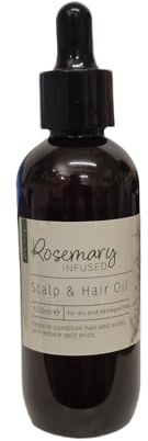 Rosemary Infused Scalp & Hair Oil 100ml with Castor Jojoba Coconut and Tea Tree Oils Nourishing Non Greasy Formula for Dry and Damaged Hair