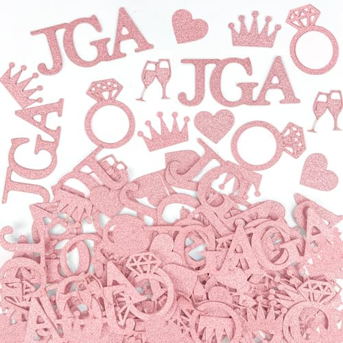 NISENTIA 100 Stück JGA Deko Tischdeko Konfetti, Jga Accessoires Frauen Rosegold, Junggesellenabschied Frauen Glitzer Konfetti Tisch Deko, Tischdekoration Confetti für Hochzeit und Braut Party