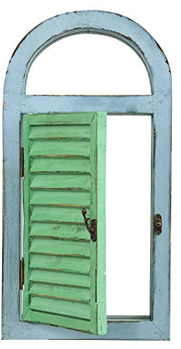 NearlyNatural 7024 Fensterladen und Spiegel, Vintage-Stil, Grün, 47 x 8,9 x 27,9 cm