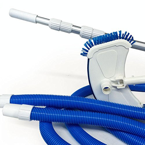 San Marco Kit Pulizia Fondo Piscina con Spazzola aspirafango, Asta telescopica da 3,6 mt e Tubo
