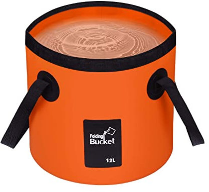 iGreely Folding Bucket - Foldable Camping Storage Container Collapsible Bucket 12L 15L 20L Portable Lightweight Pail for Camping Traveling Hiking Fishing Boating and Gardening (Orange(12L))