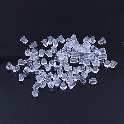 LAAT 100X Silikonverschlüsse Kleine Ohrring Stopper Ohrstopper Kleine Ohrring Stopper Verschlüsse Rückseiten Schmuck DIY Schmuckzuhör Transpante Kunststoff-Ohrstöselkappe Rükseiten Schmuck