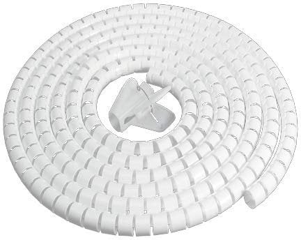 Cable Tidy Wrap, Cutable Spiral Binding Tube, Wire Organizer for TV/PC/Computer/Home Enthertainment (2M- White)