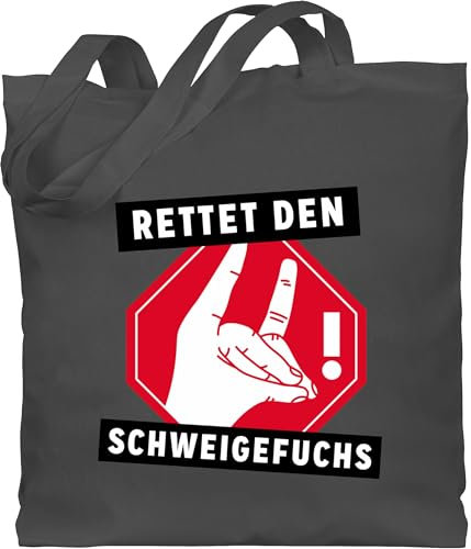 Baumwolltasche - Lehrer - Taschen - Rettet den Schweigefuchs - Unisize - Dunkelgrau - jutebeutel schule lehrer-tasche teacher fuchs beutel tasche lehrerin geschenk für lehrerinnen referendariat