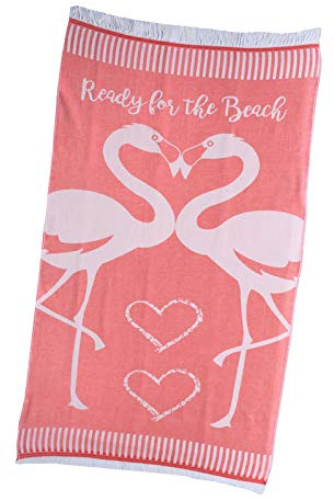 PremiumShop321 Hamamtuch Pestemal Tuch 90x170 cm mit Fransen Strandtuch Flamingo (Coral)