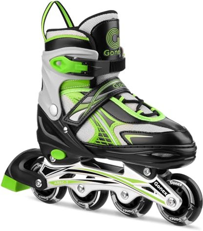 Gonex Inliner für Kinder, Inline Skates für Mädchen Jungen mit Leuchtenden Einstellbarern Rädern Größe 31-42, Grün M