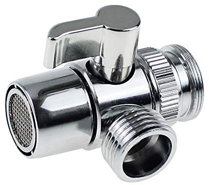 3 Wege Umschaltventil massives Messing Chrom poliert Umstellventil Ersatzteil Dusche Adapter mit 3 Unterlegscheiben für Waschbecken Bad Küche M22 X M24