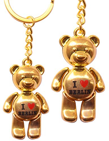 Schlüsselanhänger keychain keyring I Love Berlin Souvenir Berliner Bär (Gold, ca. 47x30x18 Minimiter)