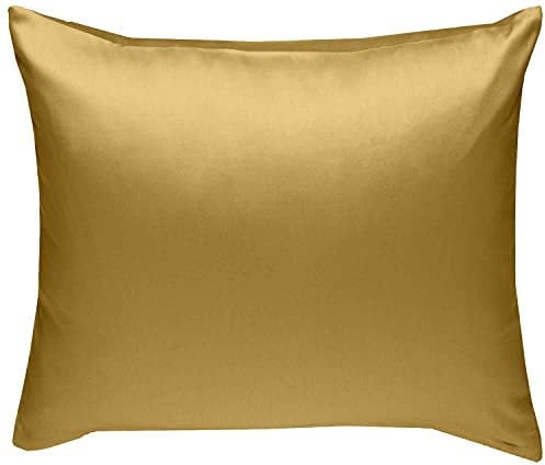 Bettwaesche-mit-Stil Mako-Satin Baumwollsatin Bettwäsche Uni einfarbig zum Kombinieren (Kissenbezug 40 cm x 40 cm, Gold) viele Farben & Größen