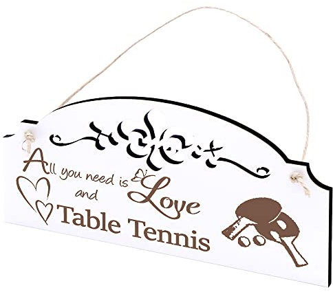 Schild Tischtennis Deko 20x10cm - All you need is Love and Table Tennis - Holz Wanddeko Dekoration Wand
