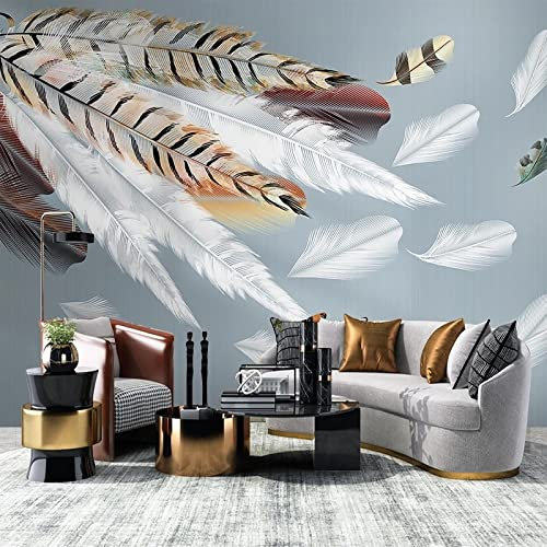 YABAOST Selbstklebendes Wandbild 380X360Cm 3D Wandtattoo Wandsticker Schlafzimmer Stilvoll Minimalistisch Feder Wanddeko Wandaufkleber Wohnzimmer Tapete Wasserdichtes Pvc Wandbild Hintergrund