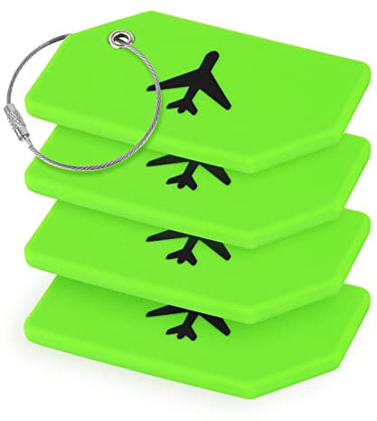 Flintronic 4 Stück Kieselgel Kofferanhänger Koffer, Gepäckanhänger ID Etikett, Tags mit Namensschild Adressschild, Kofferanhänger Koffer Reisezubehör