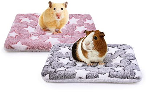 MICOOYO Kleintier-Bettmatte, Flauschiges Fleece, Kaninchenbett, Haustierunterlage, Matte für Kaninchen, Meerschweinchen, Eichhörnchen, Hamster, 2 Stück (32 * 25 cm)