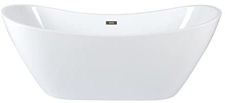 MILANO White 1830x710mm Double Ended Freestanding Oval Bath Bronze Overflow