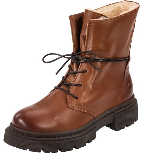 Palado Stiefeletten Damen Kasos Block – bequeme Boots Made in Portugal - warm gefütterte Stiefel - modische Winterschuhe Brown/Brown UK4,5 - EU37
