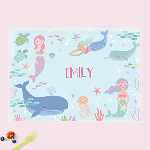 dotty about paper - Personalised Kids Placemat - Mermaid Under The Sea. Dinner Table Mat, Children, Wipeable placemat, kids placemat, Colourful, Children, Dinnertime, Fun Design.