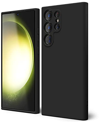 oakxco für Samsung Galaxy S23 Ultra Hülle Silikon Case mit Kameraschutz, Ultra Dünn Bunt Handyhülle Mädchen, Einfarbig Handy Hülle Slim Schutzhülle, Matt TPU Weich Gummi Glatt Silikonhülle, Schwarz