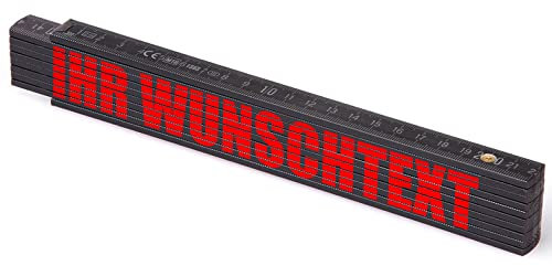 2m Zollstock schwarz - mit Wunschtext - Text - Spruch - individuell personalisiert - Glieder-Maßstab - Meterstab bedruckt - Gadget für Männer Opa Papa Vatertag Muttertag Weihnachten