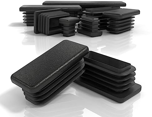 PD® Lamellenstopfen 60x20 mm Rechteckrohr - Endkappen schwarz | 4 Stück | Endkappen Rechteckig aus PE Kunststoff | Rohrstopfen zur Rohrabdeckung von Metallrohr & Aluprofil | Rechteckstopfen schwarz