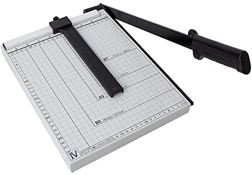 Papierschneider A4, Papierschneider 30,5 cm Schnittlänge mit Seitenlineal, 10 Blatt Kapazität, Klare Schneidführungsraster, für Büros, Schulen, Zuhause