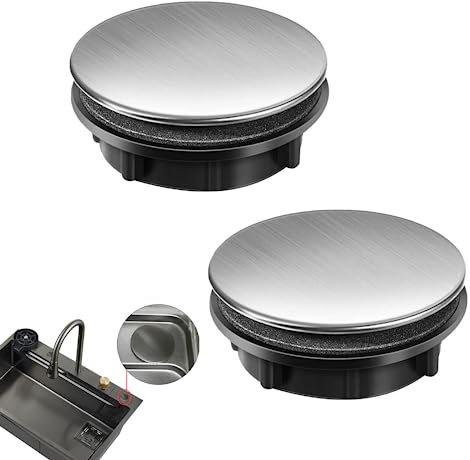 2 Pack Kitchen Tap Hole Cover Stainless Steel Sink Tap Hole Plate Stopper Cover Blanking Metal Plug for Dia 0.98 to 1.18 inch (35mm Short)
