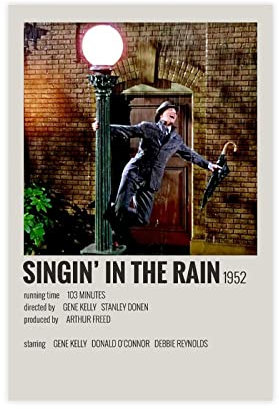 HDTS Klassischer Filmposter Singin in The Rain, Vintage-Poster, Leinwand, Wandkunst, Dekoration, Bild, Gemälde für Wohnzimmer, Schlafzimmer, Dekoration, Rahmen: 30 x 45 cm