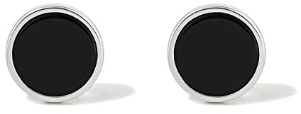 Ohrstecker Schwarz Silber, Damen ohrstecker herren silber Ohrringe 925 Silber Onyx mit schwarzem stein für Herren Damen Frauen Manner Mädchen (Silber 10mm)