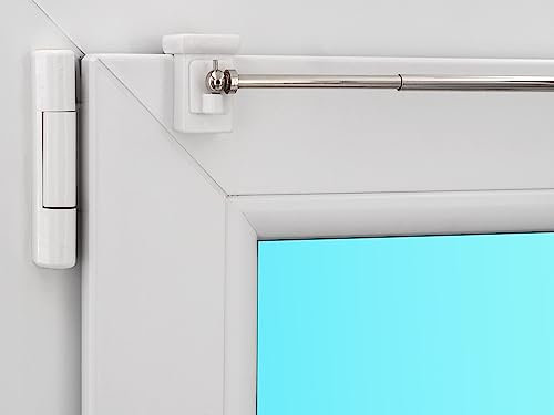 Gardinenstange Vaganz ausziehbar inkl. Fensterhaken/Befestigung für einen Klemmbereich von 10-27 mm (80-120 cm ausziehbar, nickel glänzend)