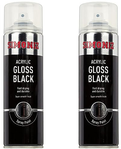 HOLST SIMP15 Simoniz Acrylic Aerosol Paint, Black, 500ml (Pack of 2)