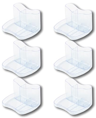 Deflecto Kaddymaster Pen Pot & Desk Tidy Crystal Pack of 6 - Pen Holder For Desk Organiser -All-in-One Pen Pots For Desk Tidy Organiser Set - Pencil Pot For Office Desk Accessories - Desktop Organiser